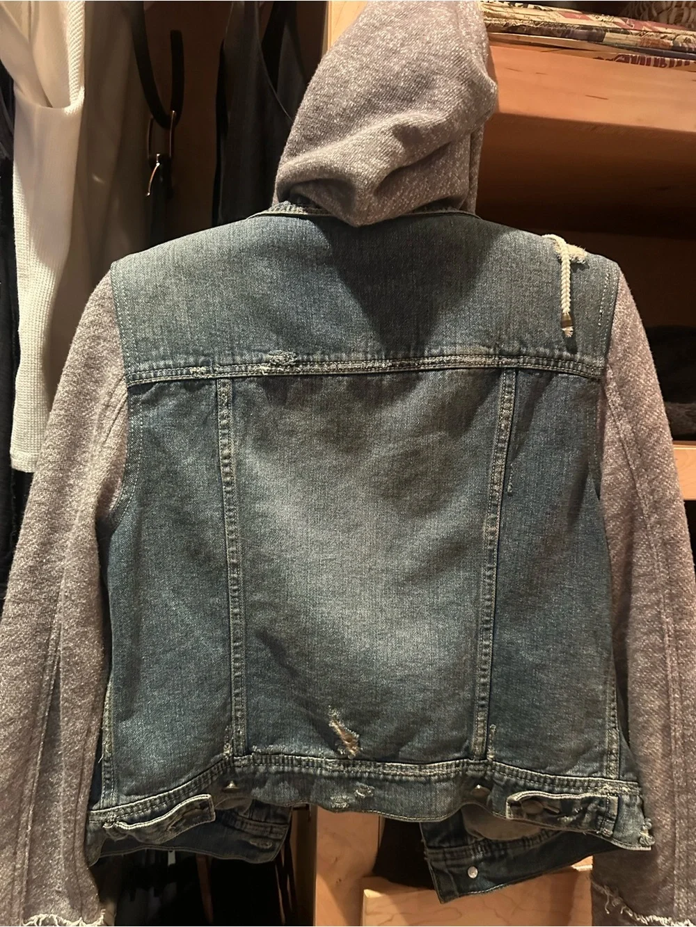 Free People Blue Denim Jacket with Gray Trim - Picture 3 of 4